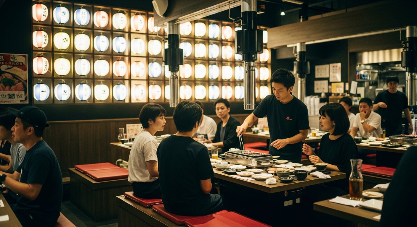 店主がお客様へ焼き方をご案内する様子に密着しました | 侍ホルモン 清水駅前店