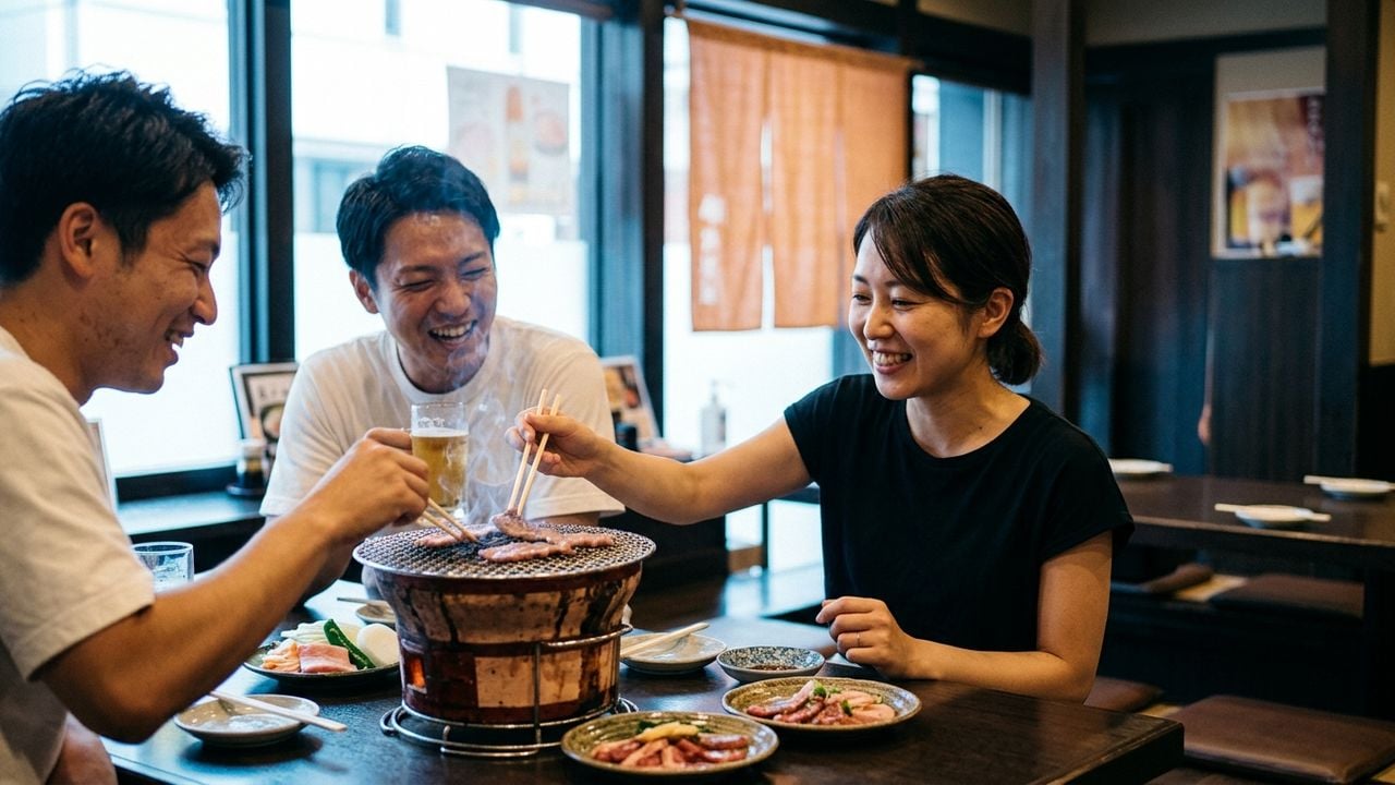 七輪を囲むお客様の笑顔に密着しました | 侍ホルモン 清水駅前店